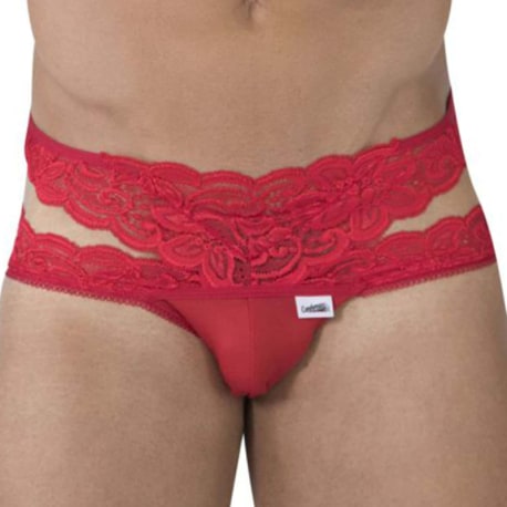 CandyMan Lace Double Bikini Briefs - Red