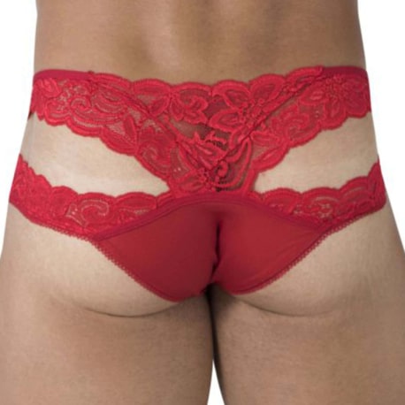 CandyMan Lace Double Bikini Briefs - Red