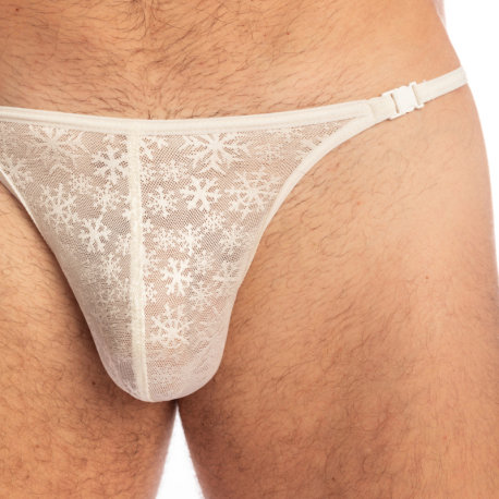 L'Homme invisible Snowflake Striptease Thong - Cream