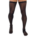 CandyMan Diamond Mesh Thigh Highs - Black