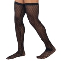 CandyMan Diamond Mesh Thigh Highs - Black