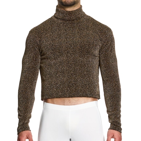 Modus Vivendi Crackled Roll Neck Crop Top - Gold