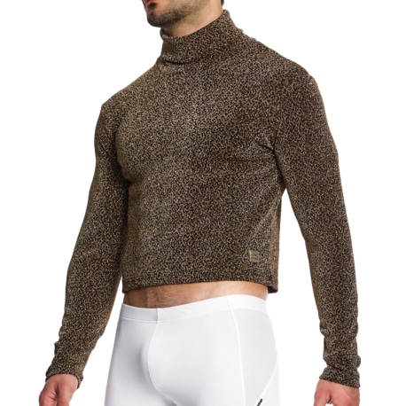 Modus Vivendi Crackled Roll Neck Crop Top - Gold