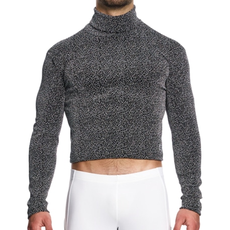 Modus Vivendi Crackled Roll Neck Crop Top - Silver