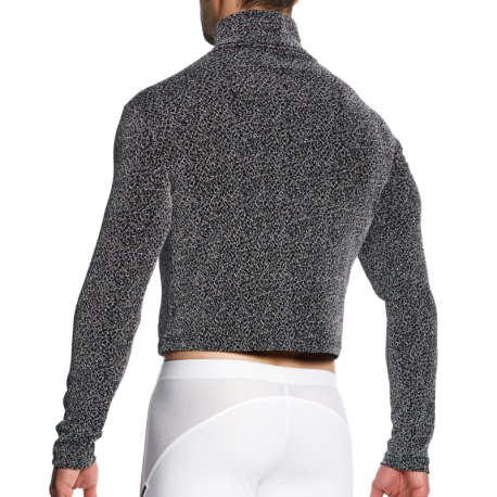 Modus Vivendi Crackled Roll Neck Crop Top - Silver