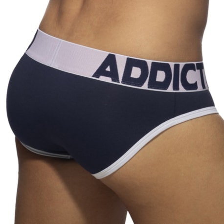 Addicted Open Fly Cotton Briefs - Navy - White