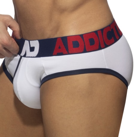 Addicted Open Fly Cotton Briefs - White - Navy