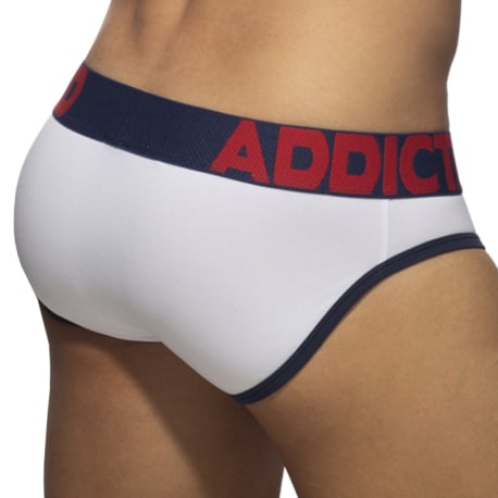 Addicted Open Fly Cotton Briefs - White - Navy