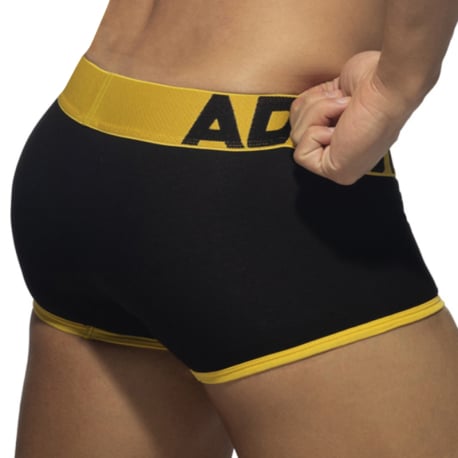 Addicted Open Fly Cotton Trunks - Black - Yellow