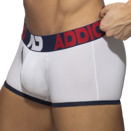 Addicted Open Fly Cotton Trunks - White - Navy