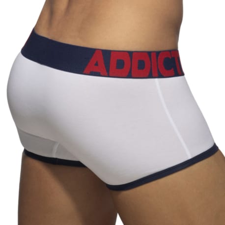 Addicted Open Fly Cotton Trunks - White - Navy