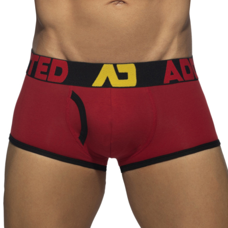 Addicted Open Fly Cotton Trunks - Red - Black