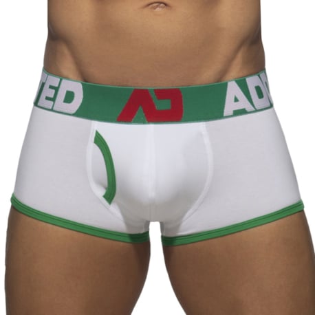 Addicted Open Fly Cotton Trunks - White - Green