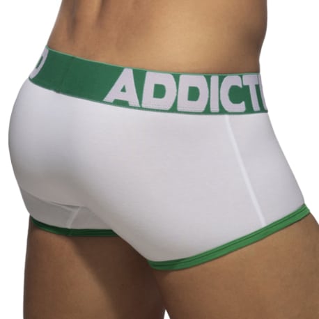 Addicted Open Fly Cotton Trunks - White - Green