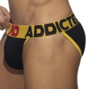 Addicted Open Fly Cotton Tanga Briefs - Black - Yellow