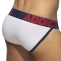 Addicted Open Fly Cotton Tanga Briefs - White - Navy