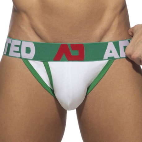 Addicted Open Fly Cotton Tanga Briefs - White - Green