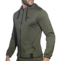 Addicted Long Sleeves Loop Mesh Hoodie - Khaki