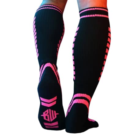 Breedwell Daycrawler Knee Socks - Black - Neon Pink