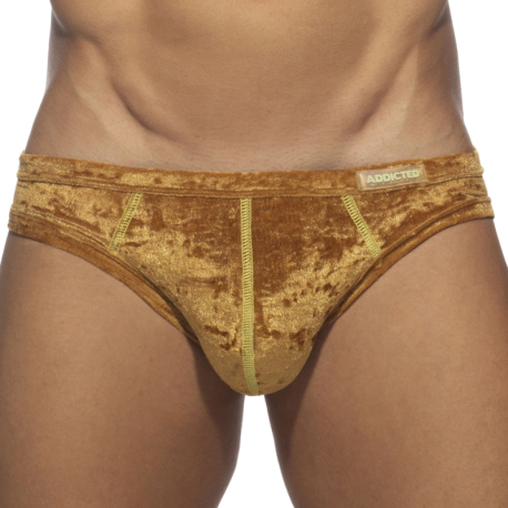 Addicted Velvet Shady Bikini Briefs - Mustard