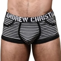 Andrew Christian Almost Naked Prison Pocket Trunks - Black - Grey Stripe