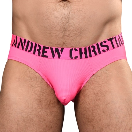 Andrew Christian Almost Naked Hotness Rib Briefs - Neon Pink