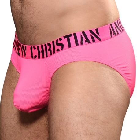 Andrew Christian Almost Naked Hotness Rib Briefs - Neon Pink