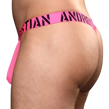 Andrew Christian Almost Naked Hotness Rib Thong - Neon Pink