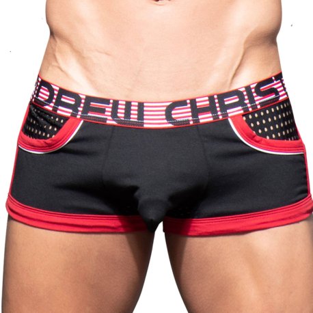 Andrew Christian Almost Naked Competition Mesh Pocket Trunks - Black