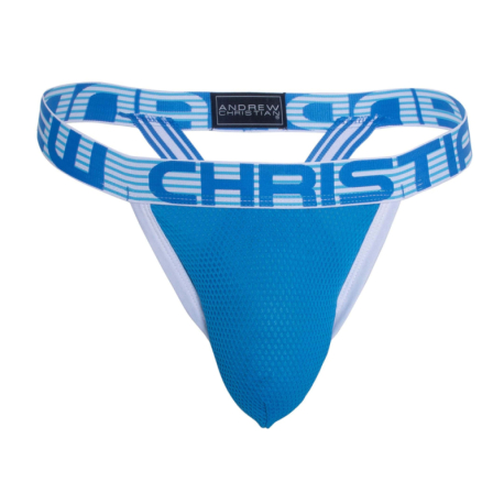 Andrew Christian Almost Naked Soccer Mesh Thong - Electric Blue