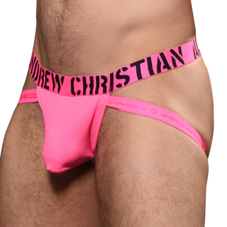 Andrew Christian Almost Naked Hotness Rib Jock - Neon Pink