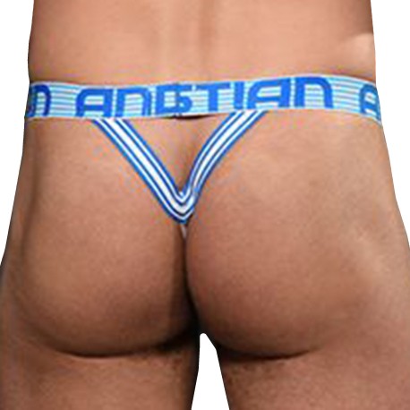 Andrew Christian Almost Naked Soccer Mesh Thong - Electric Blue