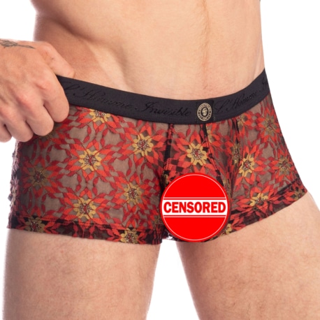 L'Homme invisible Mandala Hipster Push Up Trunks - Red