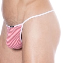 SKU Striped Cotton Mini G-String - Red - White