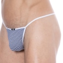 SKU Striped Cotton Mini G-String - Navy - White