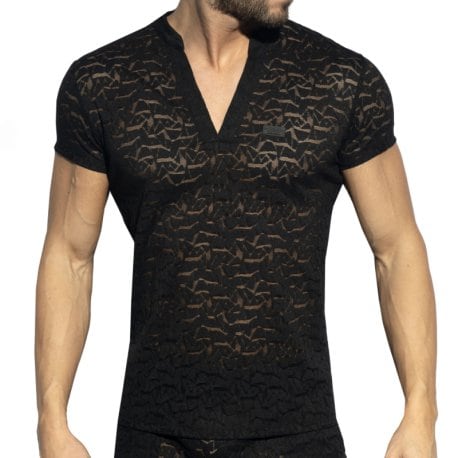 ES Collection Spider V-Neck Polo Shirt - Black