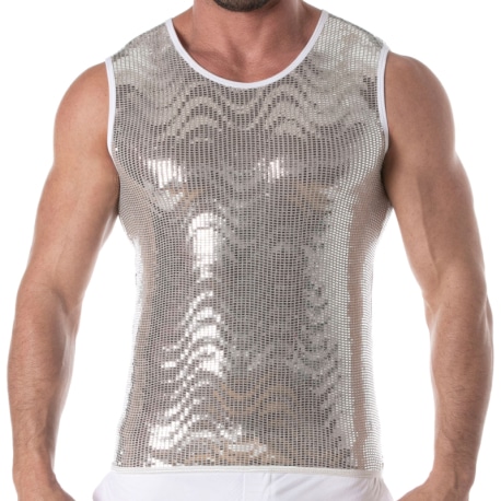 TOF Paris Glitter Tank Top - Silver