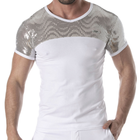 TOF Paris Glitter T-Shirt - White - Silver