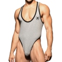 Andrew Christian Almost Naked Locker Room Thong Bodysuit - Heather Grey