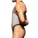 Andrew Christian Almost Naked Locker Room Thong Bodysuit - Heather Grey