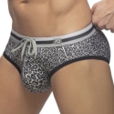 Addicted Leopard Swim Briefs - Charcoal