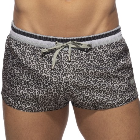 Addicted Leopard Swim Shorts - Charcoal