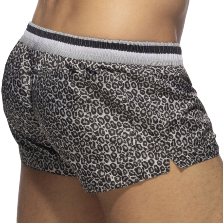 Addicted Leopard Swim Shorts - Charcoal