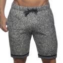 Addicted Long Fleece Shorts - Mottled Black