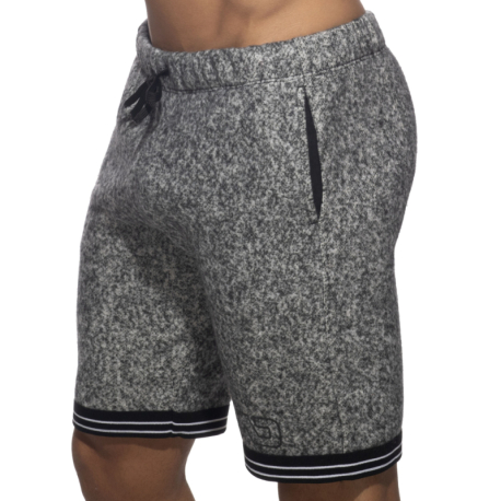 Addicted Long Fleece Shorts - Mottled Black