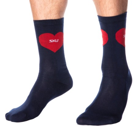 SKU Heart Cotton Dress Socks - Navy