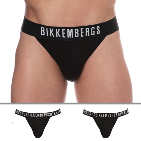 Bikkembergs 2-Pack Cotton Tanga Briefs - Black