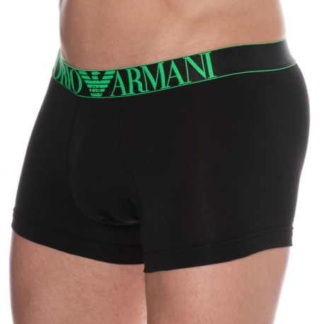 Emporio Armani Shiny Logoband Cotton Boxer Briefs - Black - Green