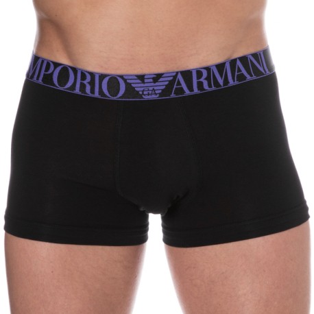 Emporio Armani Boxer Shiny Logoband Coton Noir - Violet
