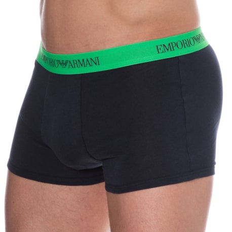 Emporio Armani Pure Cotton Boxer Briefs - Navy - Green